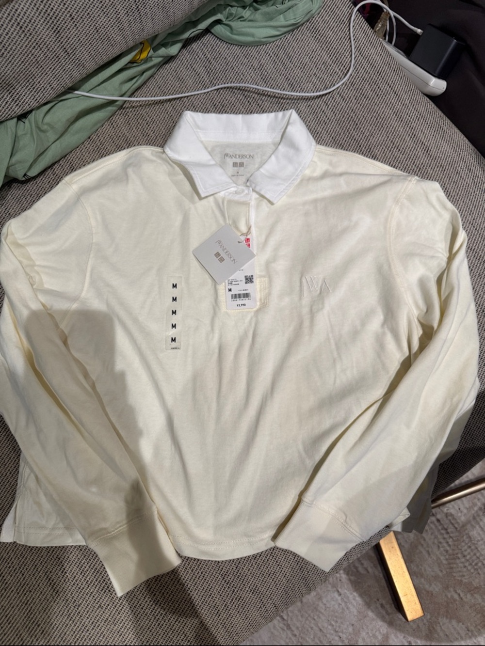 JW ANDERSON Women’s Cream Long-Sleeve Polo with White Collar